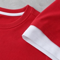 T-shirt à manches longues pour homme, coupe courte, en coton oversize, avec blocs de couleur et manches gaufrées