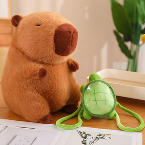Capibala Gigante Material Macio Capivara Animal Boneca De Pelúcia Kawaii com Chapéu De Morango Malha Forro Presente Infantil