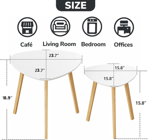 Ahşap yuvalama üçgen uç masa oturma odası balkon için <span class=keywords><strong>2</strong></span> beyaz kahve sehpası Set - Product Image 6