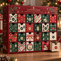 Boîte de calendrier de l'avent personnalisée, 24 compartiments, boîte de compte à rebours de Noël pliable de luxe, boîte cadeau vide pour calendrier de l'avent, OEM ODM