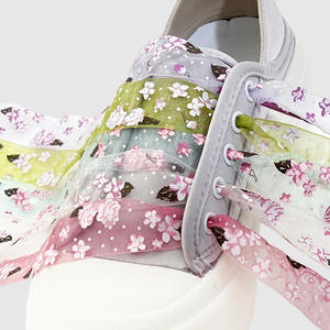 Yh שטוח ניילון סאטן שרוכים שקופים בד אורגנזה מודפס לכל סוגי הנעליים - Product Image 1