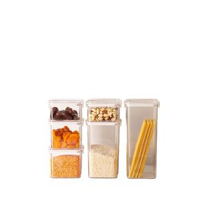 Clear Rectangle Large Capacity Airtight Sustainable Modern Kitchen Canisters Plastic Cereal Storage <b>Containers</b> Lids Dry Food - Product Image 3