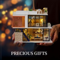 IIECREATE 3D DIY Assemblage Mini Blocs de Construction Maison de Poupées en Bois Fait Main Vente en Gros Maisons de Poupées pour Cadeaux d'Anniversaire et Jouets