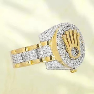 Anillo de Moissanita Brillante Estilo Hip Hop Unisex con Incrustaciones de Diamantes para Conciertos, Clubes y Estilo Casual de la India - Product Image 3