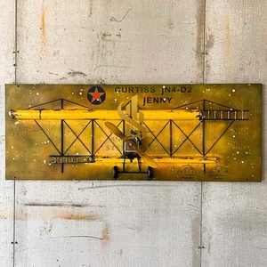 Decorazione Murale 3D in Metallo Personalizzata, Biplano Vintage, Dipinto in Latta Stile Retrò, Arredamento Industriale per Bar, Caffè, Casa, Ufficio - Product Image 2