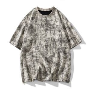 T-shirts à manches courtes unisexe, coupe ample et épaules tombantes, style rétro urbain, avec logo personnalisé, effet vieilli pur et délavé, pour adolescents. - Product Image 4