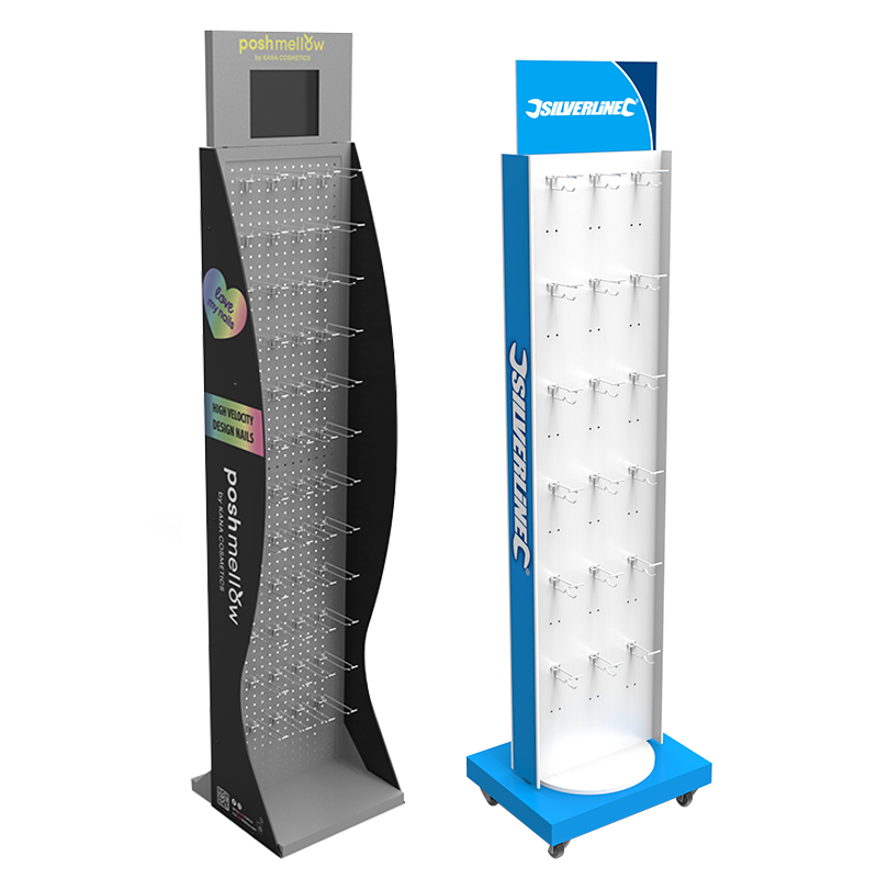 Apache Customized Hole Board Hook Display Rack with Roller and Interchangeable logo for Supermarket — view 4