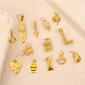 Accesorios de joyería DIY colgante de palmera de acero inoxidable Chapado en PVD 18K dijes impermeables viaje Torre Eiffel Big Ben encanto - Product Image 4