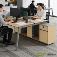 Petit bureau en bois pour comptoir, poste de travail de bureau compact, poste de travail modulaire 2 places