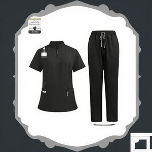 ชุดยูนิฟอร์มแพทย์ผ้าสแปนเด็กซ์/โพลีเอสเตอร์ ทอเนื้อผ้ามีกระเป๋าหลายช่อง ยับยาก ยืดหยุ่นได้ ปรับเอวได้ เหมาะสำหรับทั้งชายและหญิง - Product Image 3