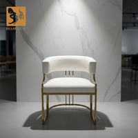 Fauteuil d'appoint moderne en PU blanc durable avec structure dorée, fauteuil individuel de luxe pour la maison et les zones de réception