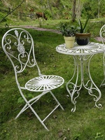 Chaise de jardin pliante en fer forgé de style français rétro, siège de bistrot extérieur en métal, 93 x 46 x 40 cm