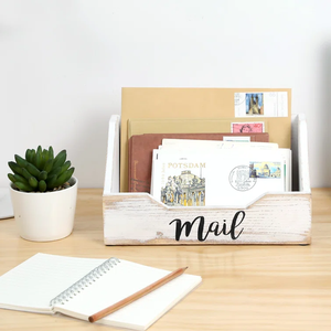 Cổ Điển Trắng Gỗ Thư Sorter Khay Đa-Chức Năng Máy Tính Để Bàn Tổ Chức Chủ Cho Nhà Và Văn Phòng - Product Image 6