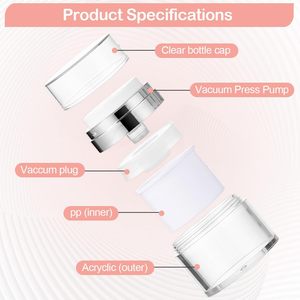 Pot à pompe sans air rechargeable pour cosmétiques, crèmes, gels, lotions, format voyage, avec spatule en silicone, 0.5oz 1oz 1.7oz - Product Image 3