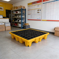 Palette industrielle en plastique HDPE à faible coût, simple face, renforcée en acier, pour le transport de marchandises et la protection contre les déversements d'hydrocarbures, idéale pour la logistique frigorifique