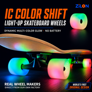 Roues de <span class=keywords><strong>surfskate</strong></span> LED à changement de couleur haute vitesse 60/65/70mm avec logo personnalisé OEM, en PU clignotant ABEC-7, portables, vente en gros, en vrac, directement de l'usine - Product Image 2
