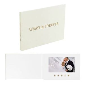 Customized DIY Video Book LCD Display Gold Foil Linen <b>MemORIES</b> Paper Wedding Album with <b>Gift</b> Card for Promotional Events - Product Image 1