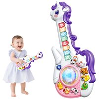 Guitare musicale éducative populaire pour enfants, jouet interactif multisensoriel pour tout-petits, sons d'animaux, lumières, âges 2-7, cadeau