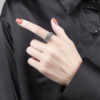 Bague Ajustable Aile d'Ange Plaqué Argent Antique Tendance pour Femme et Homme