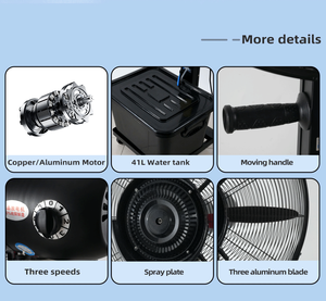 26-Inch Black Movable Industrial Spray Fan 41L Plastic Water for Outdoor Use Hotels Households Oscillating Design Provides Consi - Product Image 4