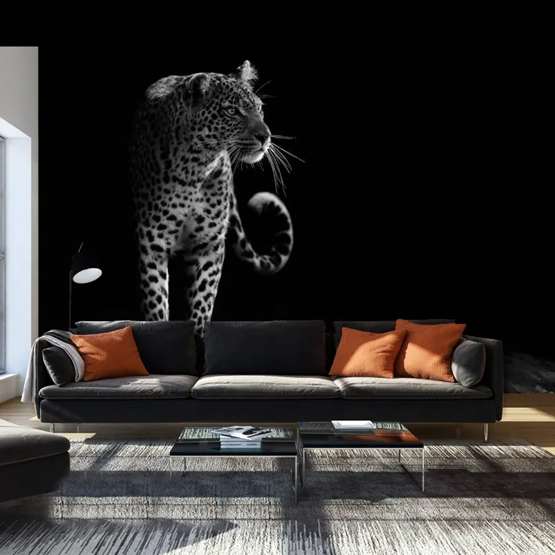 Minimalist 3D leopard animal wallpaper sofa porch background wall mural