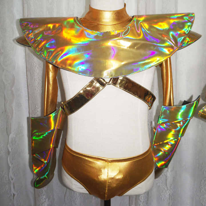 Golden Armor Holographic Clothes - Sexy Performance Sets