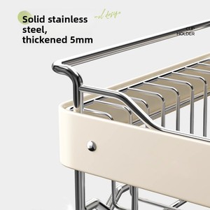 Kitchen Metal Creamy Style Non-Folding <b>Dish</b> Bowl Storage <b>Rack</b> Shelving Unit Multi-Functional Countertop Draining <b>Rack</b> Holder - Product Image 3