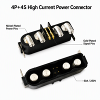 Connecteur d'alimentation haute intensité JN 10P+4S 60A 250V, fiche mâle non blindée pour pack batterie, stockage d'énergie, alimentation industrielle, vente en gros