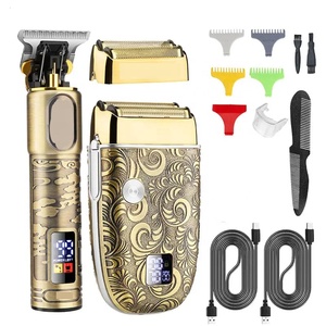 Nuevo juego de Afeitadora eléctrica recargable <span class=keywords><strong>para</strong></span> hombres, recortadora de <span class=keywords><strong>bigote</strong></span> de acero inoxidable, máquina de afeitar al aire libre <span class=keywords><strong>para</strong></span> uso doméstico, Inglés - Product Image 1