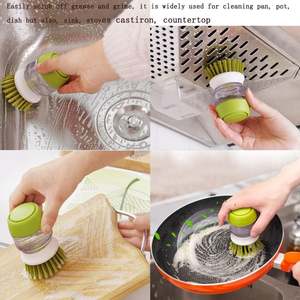 Dropshipping Shopify Brosse à vaisselle avec distributeur de savon Brosse à vaisselle de cuisine avec support Plateau d'égouttement - Product Image 6
