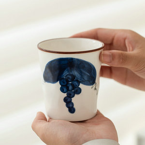 Hand Painted <b>Ceramic</b> Tea Mugs Leaf Pattern Oriental Style Home Use Afternoon Tea <b>Cup</b> - Product Image 2