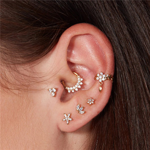 ROXI S925 Sterling Silver <b>Double</b> Row Diamond Cartilage Piercing Hoop Earrings for Women - Product Image 4