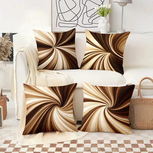 Cuscini Moderni con Motivi a Spirale in 100% Poliestere Personalizzabili, Decorano un Divano Accogliente con Calze Festive e Corna di Renna in Sfondo - Product Image 2