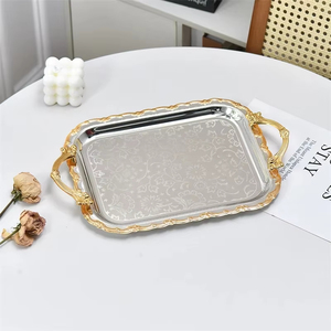 Wholesale Serving Tray Luxury Gold Silver Middle Eastern Style Decorative Fruit Jewelry Dessert Nut <b>Snack</b> <b>Plate</b> Home Room - Product Image 6