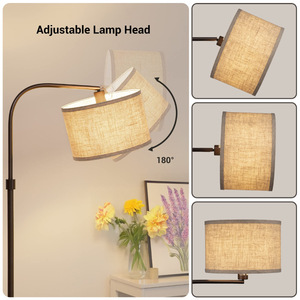 Minimalist Floor <b>Lamp</b> Iron Body Off White Shade Adjustable Height LED Light Source E26 Base For Living Room Bedroom <b>Office</b> - Product Image 4