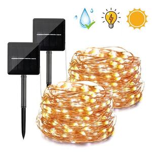 Luci Solari a LED per Giardino con Telecomando Impermeabile IP55 e Scatola Batteria in Rame - Lunghezza 100m - Product Image 1