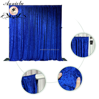 ANNIELU Rideaux de fond de scène en velours froissé bleu roi de 10 pieds, personnalisables pour mariages, banquets et événements