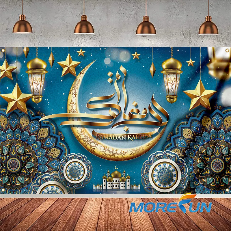 Müslüman ramazan Kareem zemin afiş altın kemer ay yıldız fenerler islam süslemeleri tatil Eid Mubarak parti arka plan