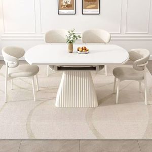 Tavolo da Pranzo Allungabile in Legno Massello, Ovale e Trasformabile, <span class=keywords><strong>Arredamento</strong></span> Minimalista Salvaspazio per Hotel e Piccoli Appartamenti - Product Image 5