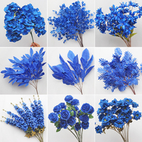 Diskon besar Klein bunga buatan biru Royal Table Runner mengatur dekorasi untuk pesta Natal Hari Ibu pernikahan