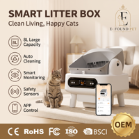 Litière automatique autonettoyante intelligente E-FOUND CQ102 OEM, nouvelle version améliorée, 8L, design ouvert pour plusieurs chats de grande taille, États-Unis