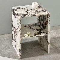 Nouveau luxe salon Table basse ensemble pierre artificielle Calacatta Viola tiroirs maison décorative Tables d'appoint pierre frittée
