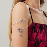 Bracelet manchette ouverte vintage toile d'araignée croix papillon gothique sombre Halloween Bijoux tendance