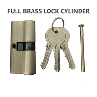 Cylindre de serrure de porte à mortaise de chambre en laiton massif de haute qualité 60MM avec 3 clés en laiton nickel satiné - Clé 60MM