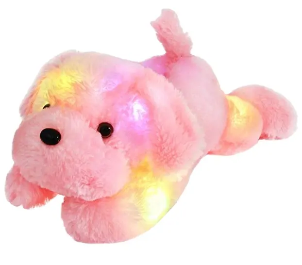 Adorável Noite Light Up Plush Toy Levou cão Atacado Musical Cartoon Stuffed Animal Soft Plush cão brinquedo