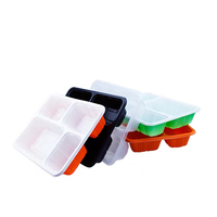 Boîte à lunch Bento en plastique PP jetable Compartiments forme rectangulaire micro-ondable Conteneurs alimentaires à emporter pour le stockage portable