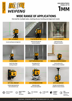 Niveau laser vert Huake 4x360° à lignes croisées et 3 points, sonde de 1 mm, pour bricolage, trépied, compartiment de bagages, avec batterie pour alignement horizontal