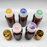 10ml 30ml 50ml Bouteille en verre vide Bouteille d'huile essentielle transparente Unique avec bille roulante en pierre précieuse de quartz