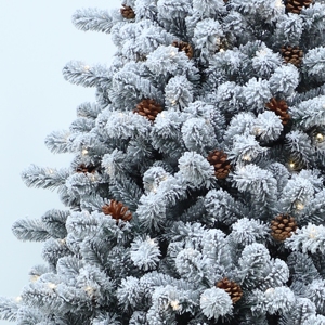 Árbol de Navidad Artificial Realista con Nieve, Preiluminado, con Luces LED Blancas Cálidas, Abundante Decoración de Piñas, Venta al Por Mayor, OEM, Personalizado - Product Image 2