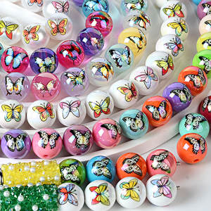 Perles rondes papillon double face imprimées multicolores en acrylique de 16 mm pour DIY, chaîne de téléphone portable, accessoire de stylo, tendance Reviright - Product Image 4